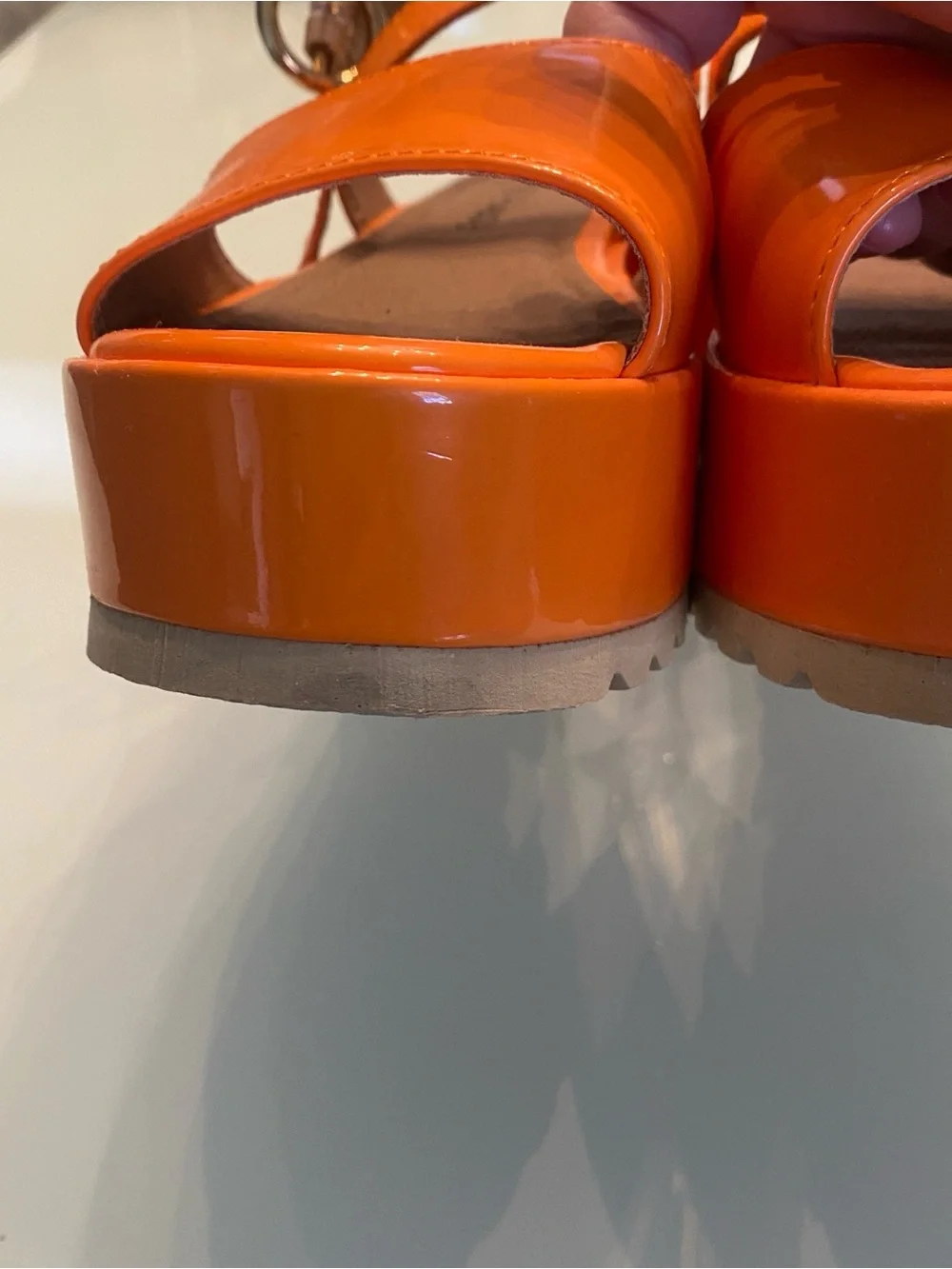 EUC Dirty Laundry Orange Patent Platform Sandals - Size 7